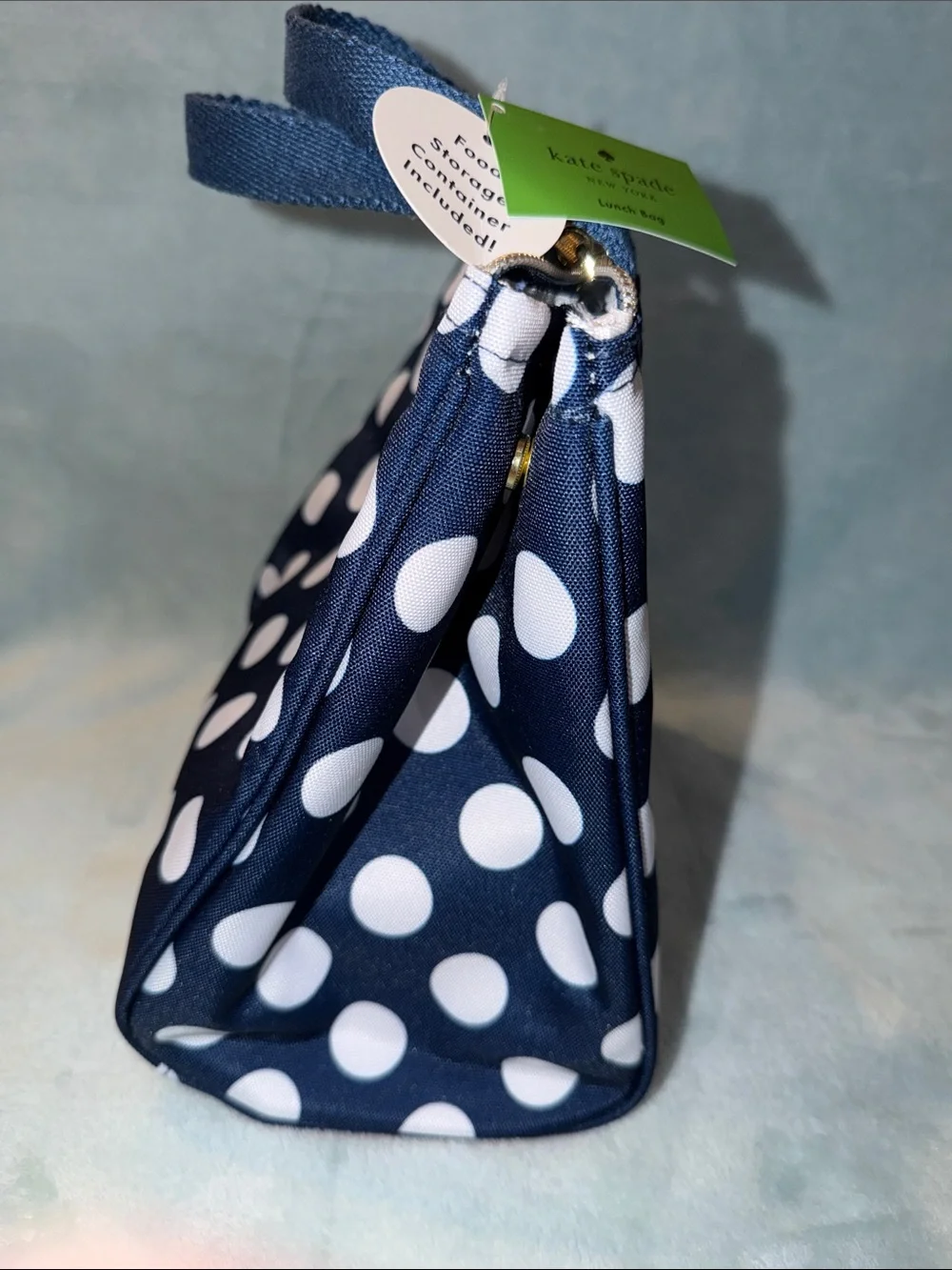 kate spade navy and white polka dot lunch bag & 3 pc. condiments containers